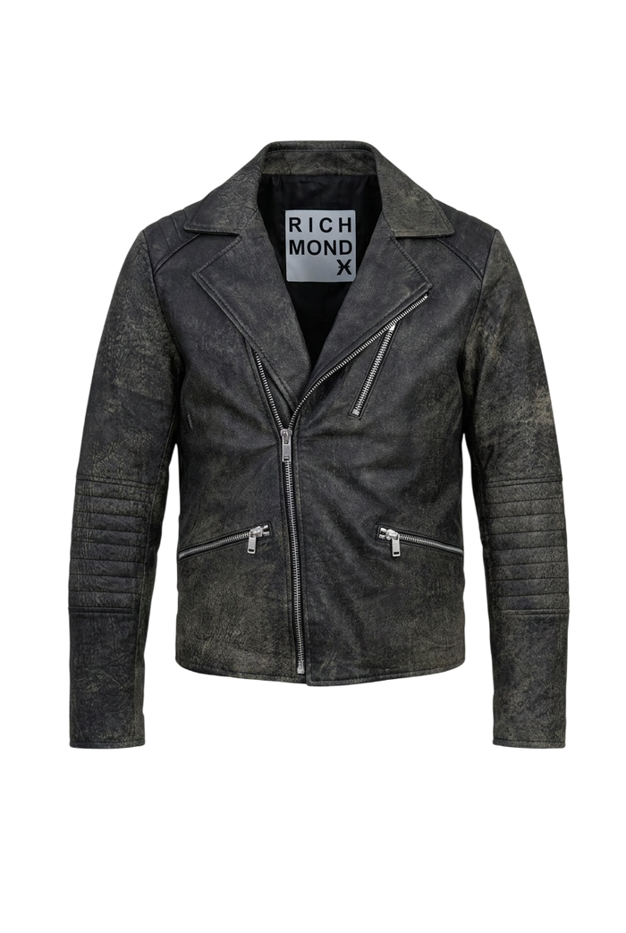 Giubbotto Uomo RICHMOND in Plelle lavorata Biker