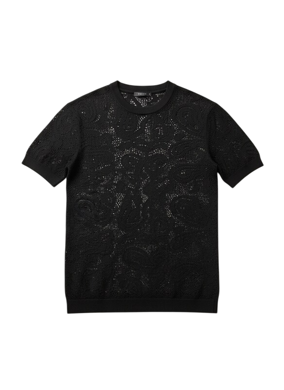 Maglia Uomo BERNA in Maglia Traforata Bianca Nera