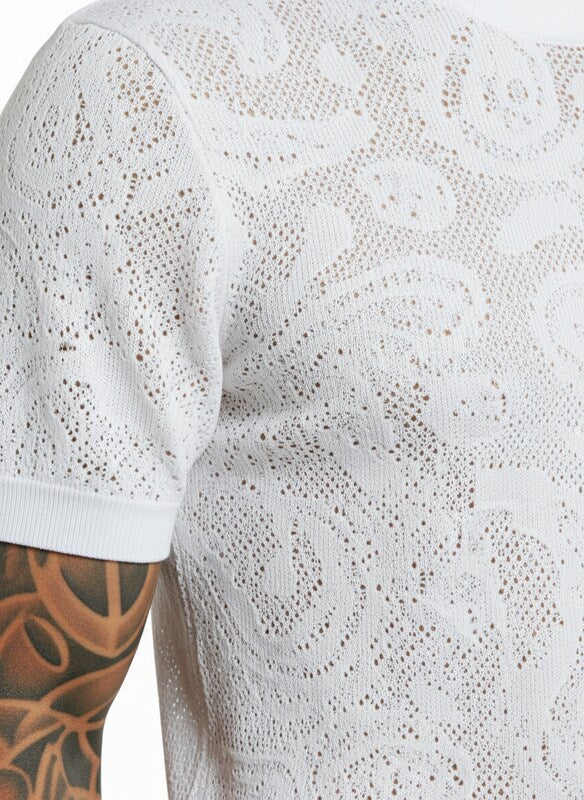 Maglia Uomo BERNA in Maglia Traforata Bianca